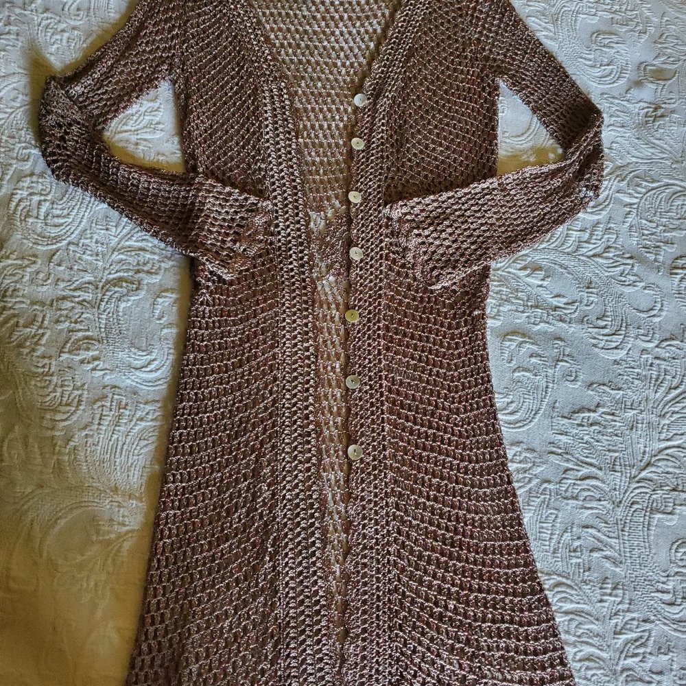 Sheer crocheted knee legnth sweater by BCBM Max Azaria